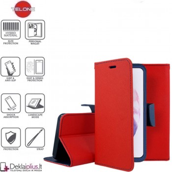 Telone fancy dėklas su skyreliais - raudonas (telefonui Samsung S22)